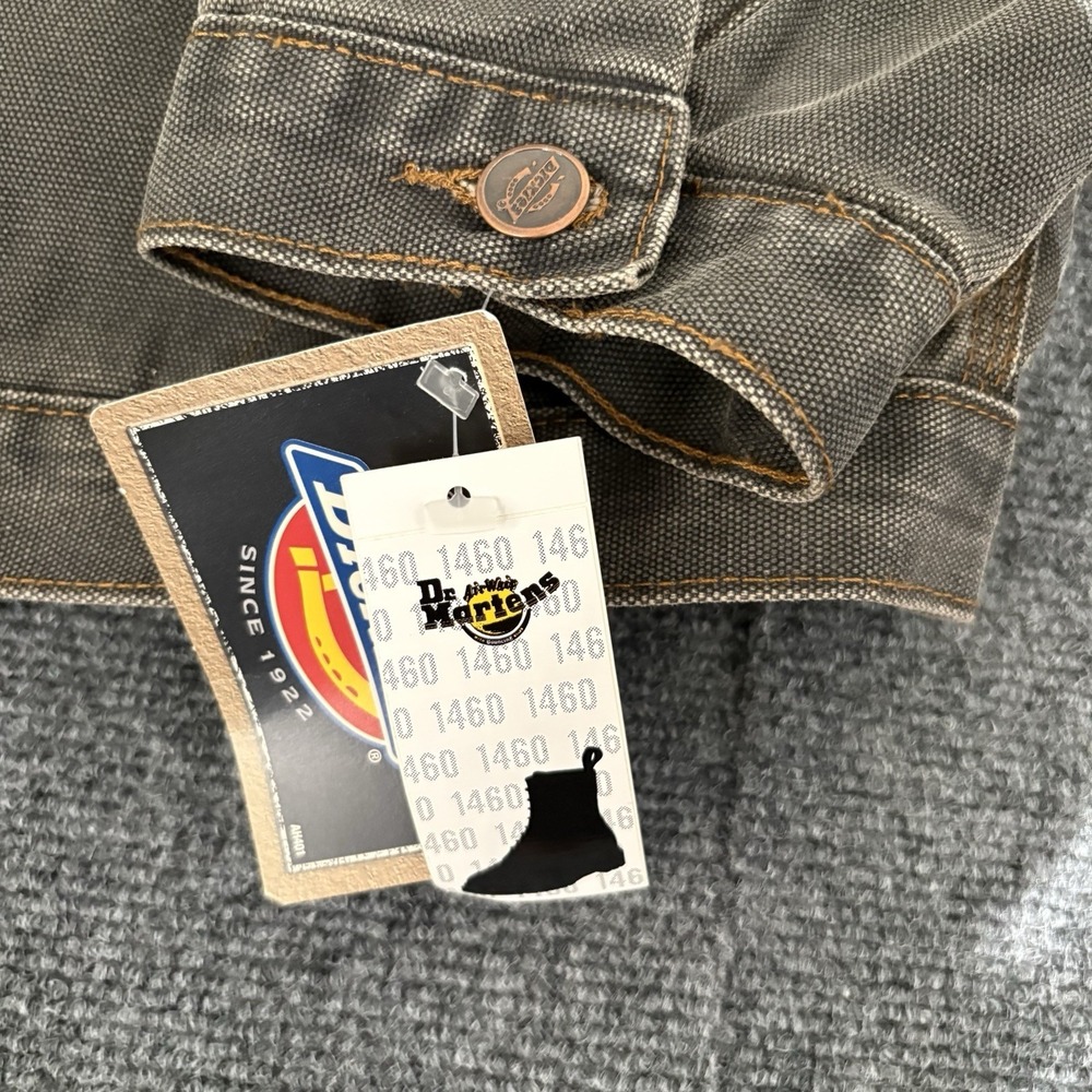 New Vintage Y2K Dickies X Doc Martens Gray Detroit Canvas Jacket Workwear Sz XL - Picture 3 of 14